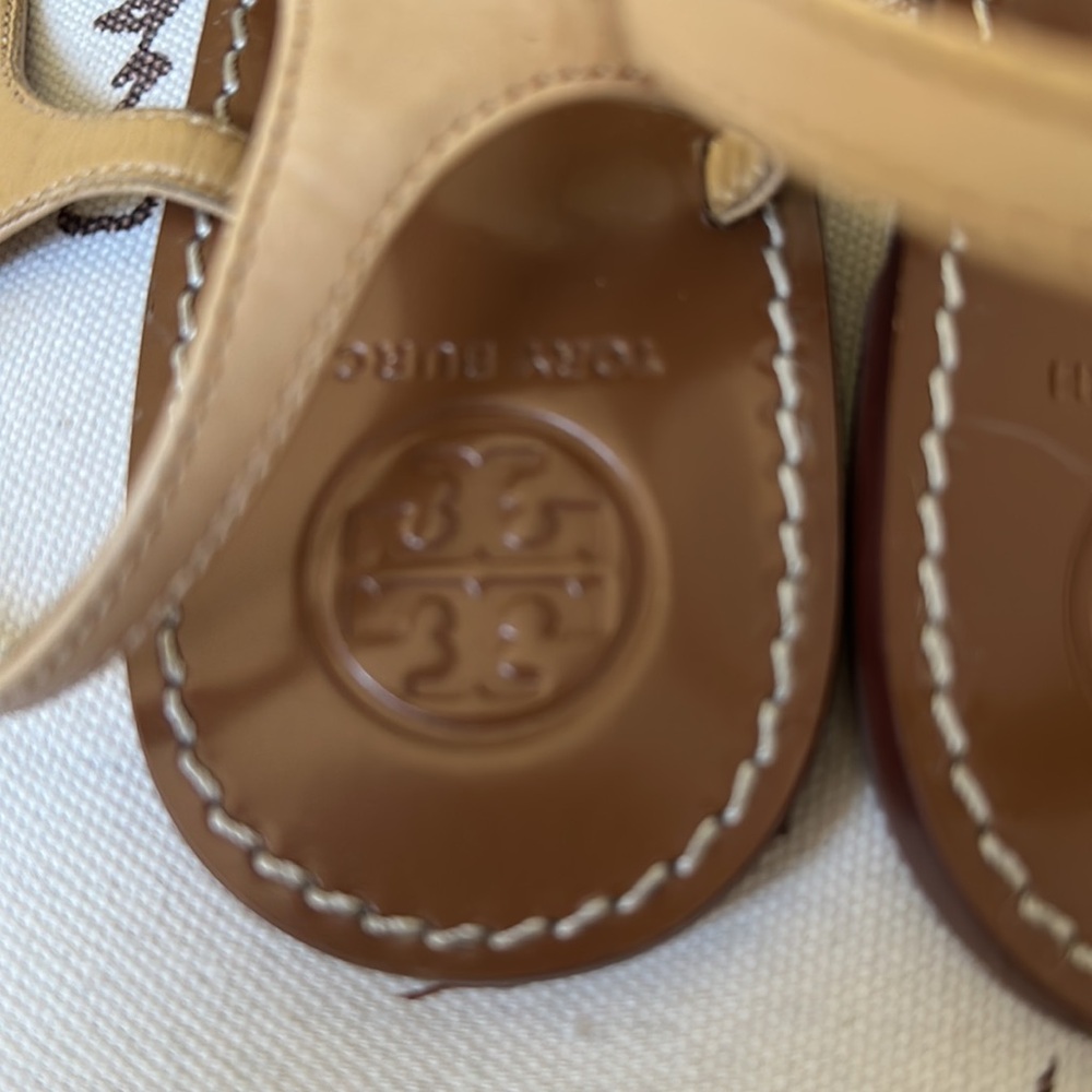 Tory Burch sandals 10M Tan Brown all leather - Picture 3 of 5
